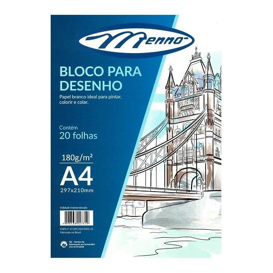 Bloco Canson A4 Branco 180grs. Com 20 Folhas Menno