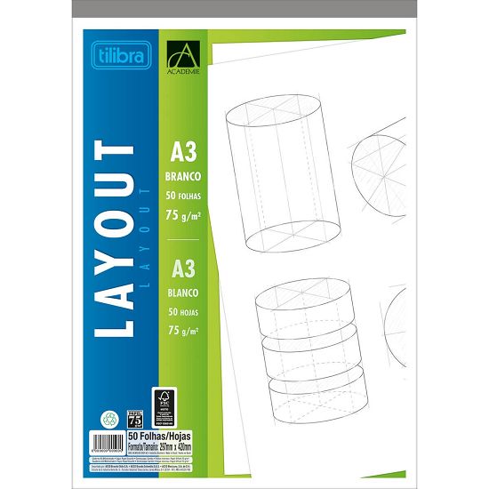 Bloco Loyout A3 Liso 50 Folhas Académie Tilibra