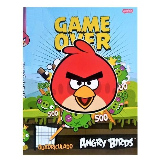 Caderno Brochura Quadriculado 40 Folhas Angry Birds Jandaia
