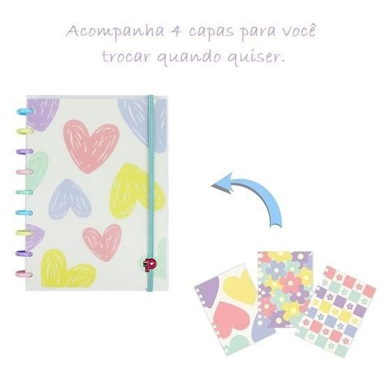 Caderno Decor Médio Flores e Amores Pop Disc