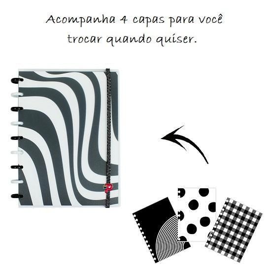 Caderno Decor Médio Preto e Branco Pop Disc