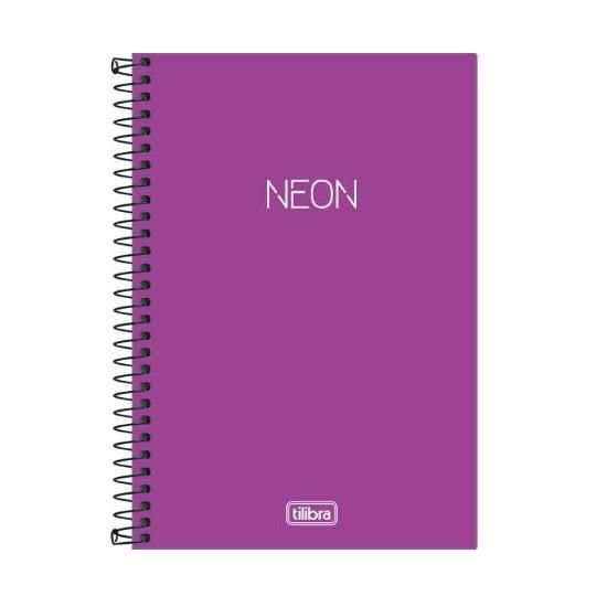 Caderno Espiral 1/4 (Pequeno) 80 Folhas Sem Pauta Capa Plástica Neon Roxo Tilibra