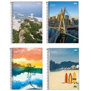 Caderno Espiral 1/4 (Pequeno) 96 Folhas Capa Dura Brasilidade Jandaia - Envio de Capas Conforme Disponibilidade do Estoque