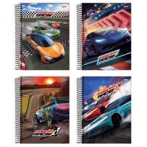 Caderno Espiral 1/4 (Pequeno) Capa Dura 80 Folhas Fast Race Jandaia - Envio de Capas Conforme Disponibilidade do Estoque