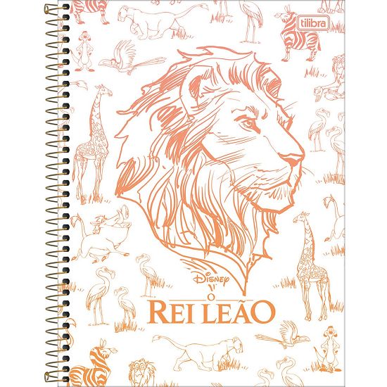 Caderno Espiral Universitário (Grande) 10 Matérias Capa Dura Rei Leão Tilibra - Envio de Capas Conforme Disponibilidade do Estoque