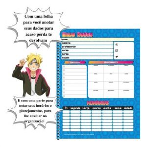 Caderno Universitário 1 Matéria Capa Dura Boruto 80 Folhas