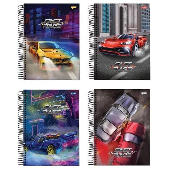 Caderno Espiral Capa Dura Universitário 1 Matéria X-Racing 80