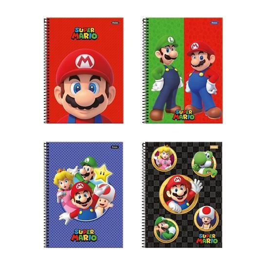 Caderno Espiral Universitário (Grande) 1 Matéria 80 Folhas Capa Dura Super Mario 3395048 Foroni - Envio de Capas Conforme Disponibilidade do Estoque