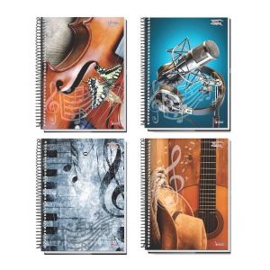 Caderno Espiral Universitário (Grande) 64 Folhas Música Capa Dura Tamoio - Envio de Capas Conforme Disponibilidade do Estoque