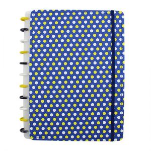 Caderno Grande 80 Folhas Costurado Estampado Poá Azulão Note Mee