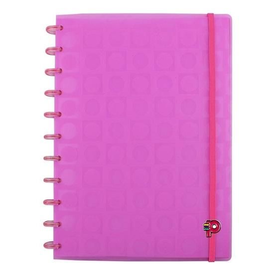 Caderno Grande 80 Folhas  Bubble Rosa Neon Pop Disc