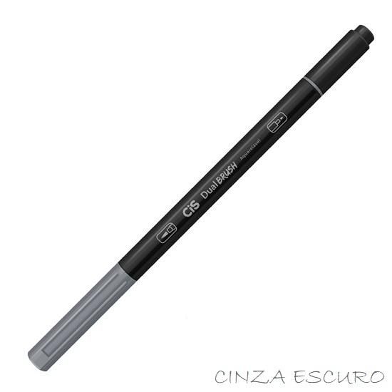 Caneta Marcador Dual Brush Aquarelável Cinza Escuro Cis