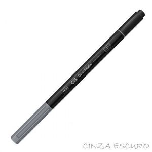 Caneta Marcador Dual Brush Aquarelável Cinza Escuro Cis