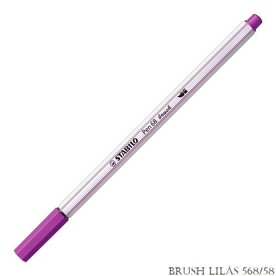 Caneta Stabilo Pen Brush Lilás 568/58