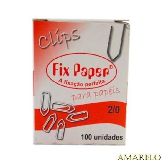 Clips Amarelo N° 2/0 Com 100 Unidades Fix Paper