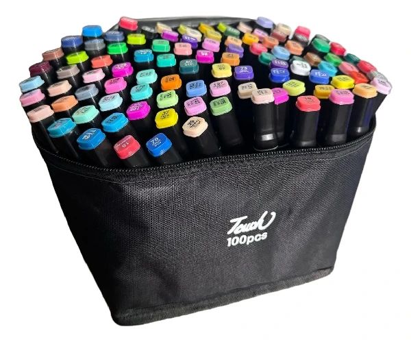Conjunto De Canetas Marcador Permanente Touch Ponta Dupla 100 Cores