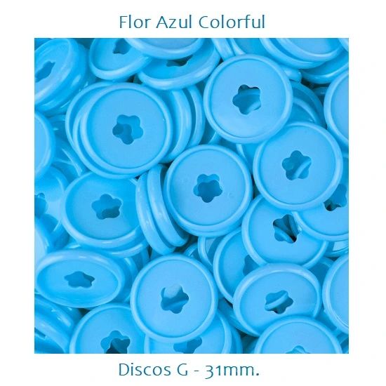 Discos Decorados G 31mm. Flor Azul Colorful Com 12 Unidades Pop Disc