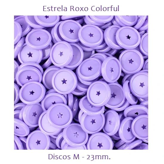 Discos Decorados M 23mm. Estrela Roxo Colorful Com 12 Unidades Pop Disc