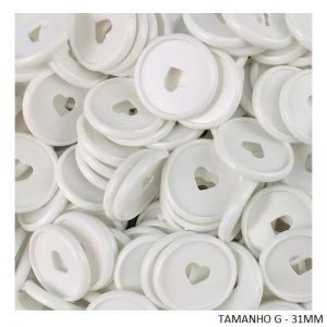 Discos Descorados 31mm Coração Branco Com 12 Unidades Pop Disc