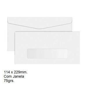 Envelope Ofício 114x229mm Com Janela 75grs. Branco