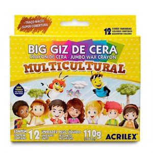 Giz De Cera 12 Cores Big Multicultural Acrilex