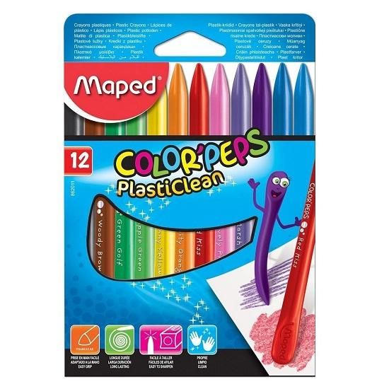 Giz De Cera Plástico 12 Cores Color Peps 862011 Maped