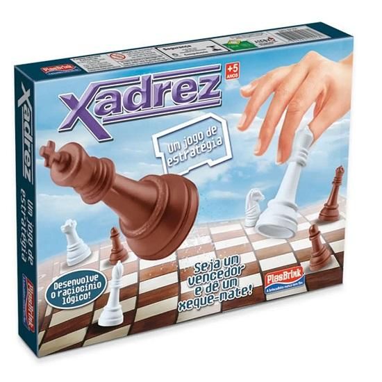 Jogo De Xadrez Tabuleiro Quadriculado Preto Branco Plastico