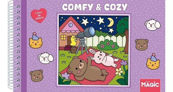 Livro Para Colorir Espiral Capa Dura Comfy E Cozy Days Lilás Magic