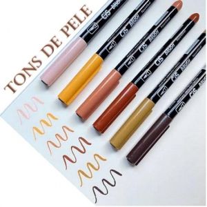 Marcador Dual Brush Aquarelável Pele Com 6 Cores Cis