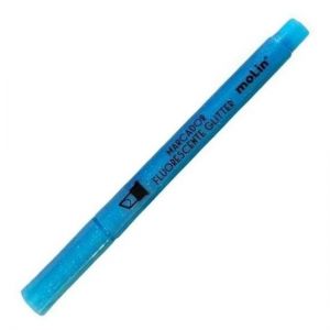 Marcador Fluorescente Glitter Azul 9092 Molin