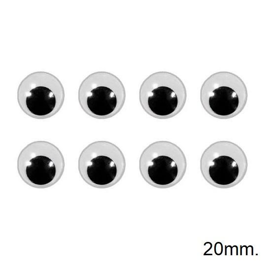 Olhos Móveis 20mm. Com 40 Unidades Kit Super Criativo