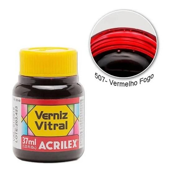 Verniz Vitral Vermelho Fogo 507 37ml. Acrilex